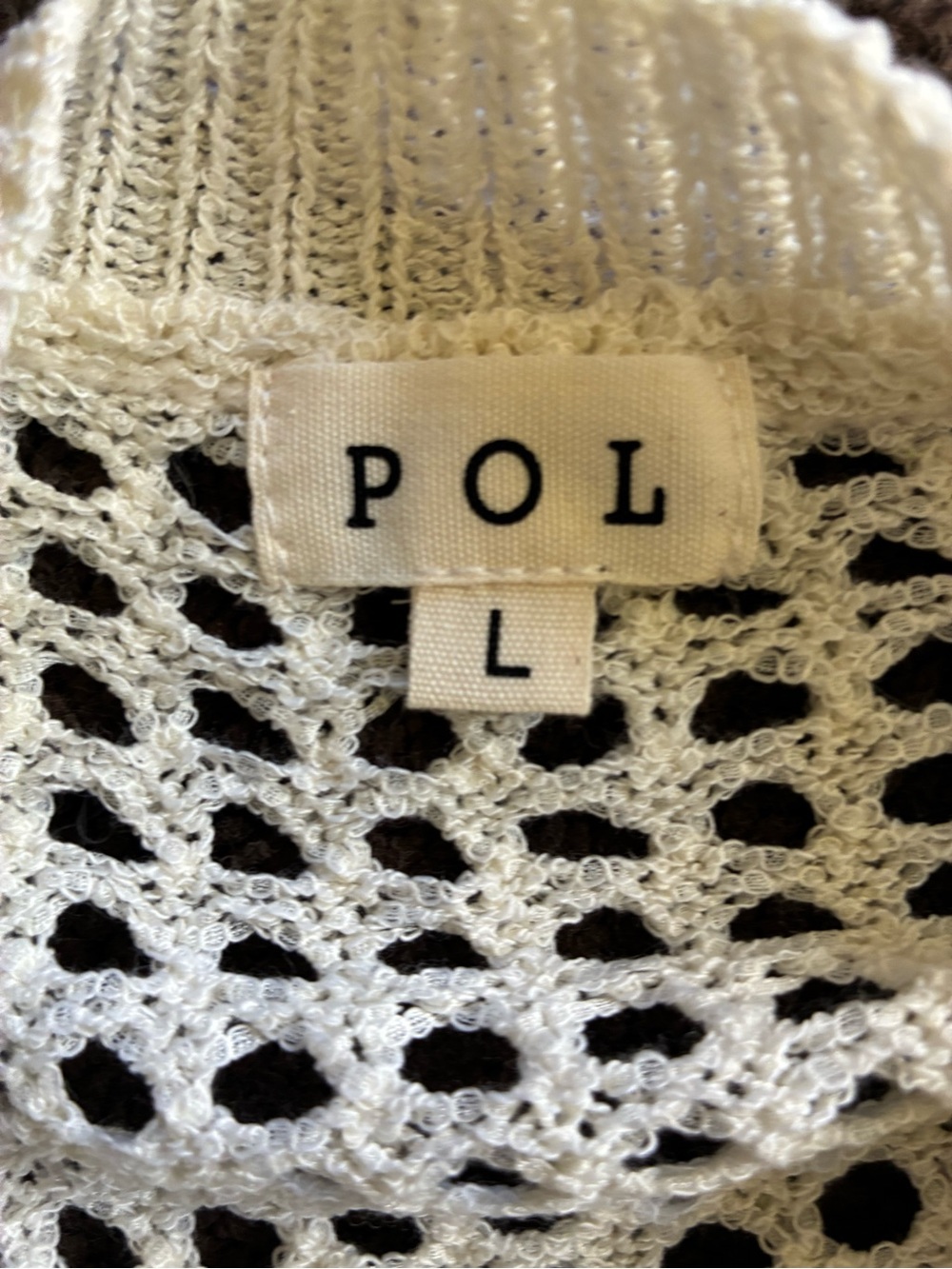 POL Open-Knit Colorblock Shell Patch Sweater - Cream & Tan - Picture 2 of 2